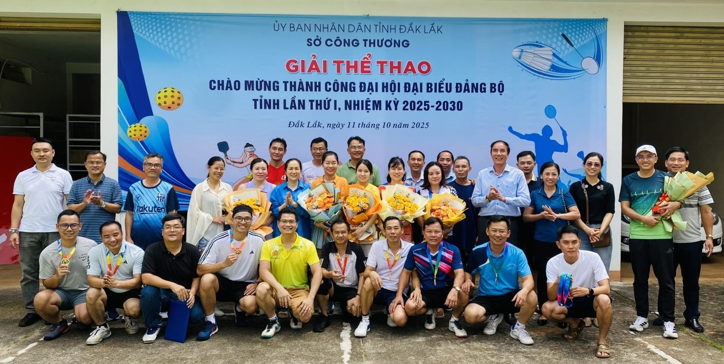 Sở Công Thương Đắk Lắk tổ chức hoạt động thể dục, thể thao Chào mừng thành công Đại hội đại biểu Đảng bộ tỉnh lần thứ I, nhiệm kỳ 2025-2030 và hướng đến chào mừng Đại hội thi đua yêu nước tỉnh Đắk Lắk lần thứ I, nhiệm kỳ 2025-2030.
